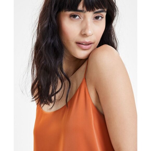 Bar III Women's Bronze Satin Spaghetti-Strap Scoop-Neck Camisole NWT - Picture 2 of 6